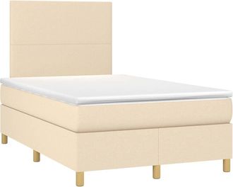 vidaXL Cama Box Spring Con Colch&oacute;n Tela Color Crema 120x190 Cm Vidaxl