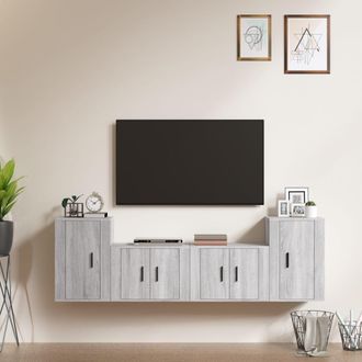 vidaXL Vidaxl - Set De Muebles Para Tv 4 Pzas Madera Contrachapada Gris Sonoma