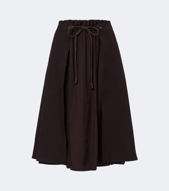 Moncler Gonna midi in lana vergine con pelle