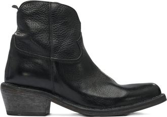 Moma 40 mm leren enkellaarzen met ritssluiting - Zwart