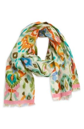Echo Metallic Ikat Floral Scarf in Cream at Nordstrom