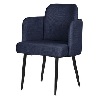 ML Design Silla de comedor funda de tela azul oscuro con respaldo y reposabrazos