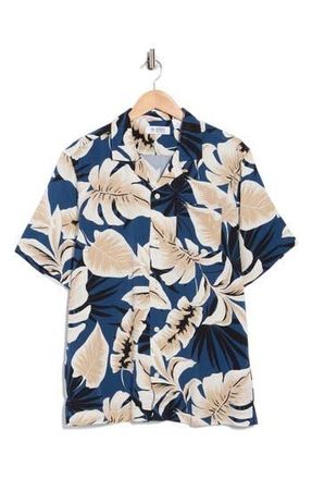 Original Penguin Tropical Print Camp Shirt in Sargasso Sea at Nordstrom Rack, Size Xx-Large