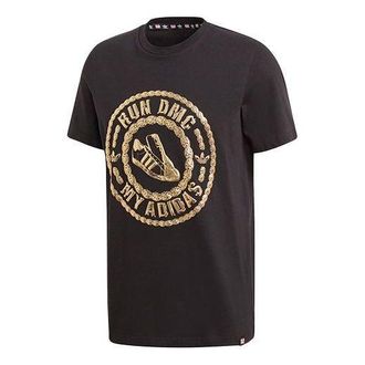 adidas originals Run-dmc Printing Sports Cozy Round Neck Short Sleeve Black GT1763