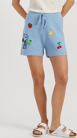 Chinti and Parker Cotton Snoopy Crochet Shorts in Light Blue at Nordstrom, Size X-Small