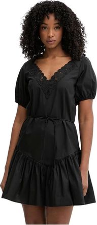 Twinset Vestido Corto de Popel&iacute;n y Broderie Anglaise - Dresses - Mujer - Negro - XS