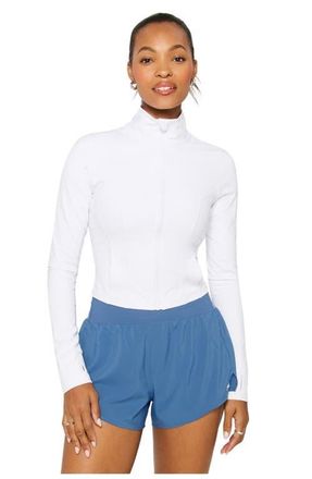 Fabletics Perfect Storm Cropped Train Jacket in Classic White at Nordstrom, Size Xx-Large