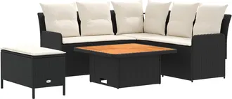 vidaXL Set Di Mobili 5 Pz Nero E Crema Rattan In Pe Vidaxl