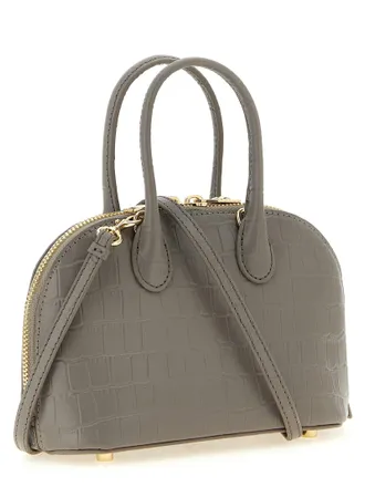 Self Portrait Croc-Embossed Leather with Charms Top Handle Bag - Gray