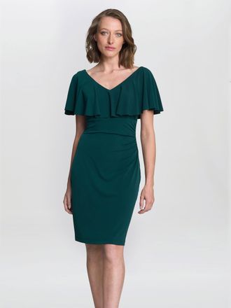 Gina Bacconi Womens Allie Flutter Sleeve Cocktail Dress - Green - Size 12 UK