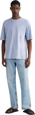 GANT Geborduurd Logo Heren Regular T-shirt met korte mouwen (Blauw)