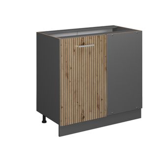 Vicco Armario De Esquina R-line, Roble Artesanal, 86 Cm Sin Encimera, Vicco