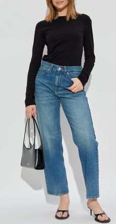 Helmut Lang Top With Embroidered Logo, Womens, Black