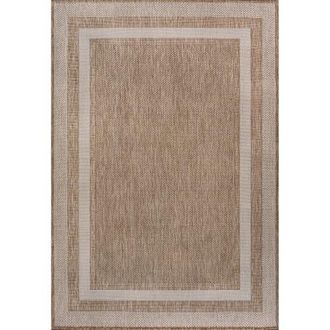 Jonathan Y Designs Dover Classic 3-Stripe Border Indoor/Outdoor Area Rug in Beige/cream at Nordstrom, Size 3Ft 0In X 5Ft 0In