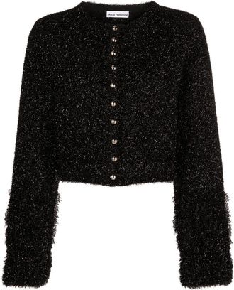 Paco Rabanne metallic cropped cardigan - women - Metallized Polyester/Polyamide/Viscose - S - Black