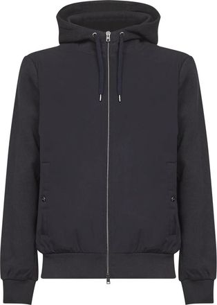 Herno Blauwe Resortjas met Capuchon - Heren - Vesten met rits - Blauw - XL - Katoen - Hoodies & sweatvesten