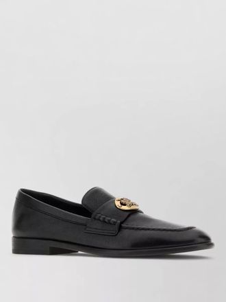 Burberry leather loafers gold tone emblem slip on