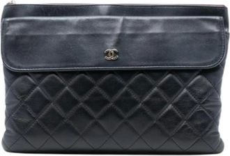 Chanel Pre-owned Clutches, female, Black, Size: ONE SIZE Pre-owned Leather Clutch