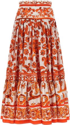 Dolce & Gabbana Maiolica Skirt - Orange
