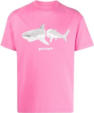 Palm Angels shark-print organic cotton T-shirt - men - Organic Cotton - M - Pink