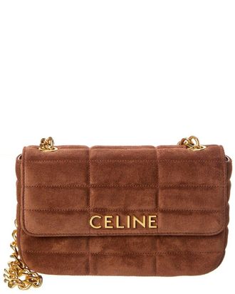 Celine Celine Monochrome Quilted Suede Shoulder Bag