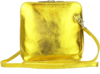 Girly HandBags Womens Metallic Genuine Leather Cross Body Shoulder Bag - Bright Gold