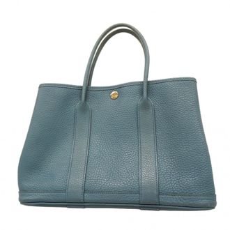Herm&egrave;s Blue Country Leather Tote Bag (Pre-Owned)