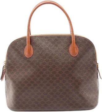 Celine Pre-owned Macadam Coated Canvas Handbag - Dames - Vintage Handtas - Bruin - ONE Size - Leer - Vintage