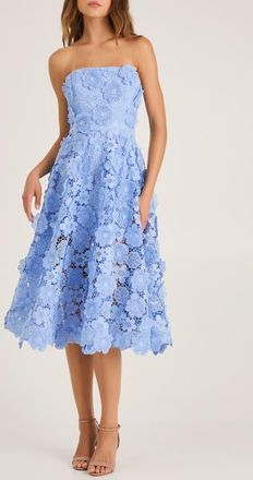 Helsi Florence 3D Floral Embroidered Fit & Flare Cocktail Dress in Baby Blue at Nordstrom, Size X-Small