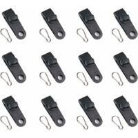 OEM Clips Para Lona De Tienda De Campa&ntilde;a, 12 Clips Multiusos Para Lona (negros), Clips De Tensi&oacute;n Para Lona Con Ojales - Crezuo