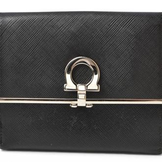 Ferragamo Gancini Black Leather Wallet (Bi-Fold) (Pre-Owned)