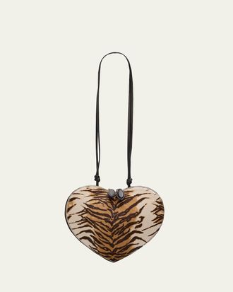 Alaia Le Coeur Tiger-Print Calf Hair Crossbody Bag
