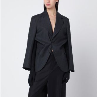 Maison Margiela Giacca in misto lana nera con guanti