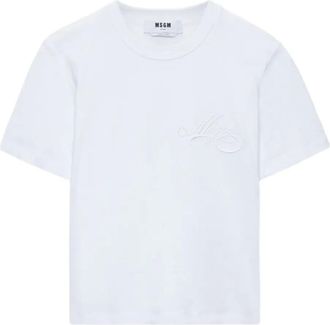 Msgm logo-embroidered T-shirt - White