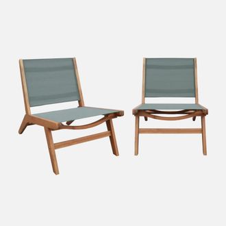 Sweeek Sill&oacute;n Relax De Madera De Acacia Y Textilene, Set De 2