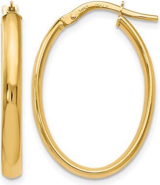 Diamond2Deal 10K Yellow Gold Oval Shape Hoop Earrings