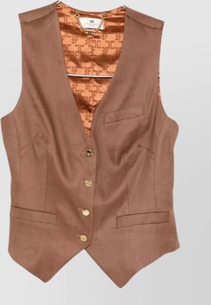 Elisabetta Franchi linen blend tailored vest v neckline