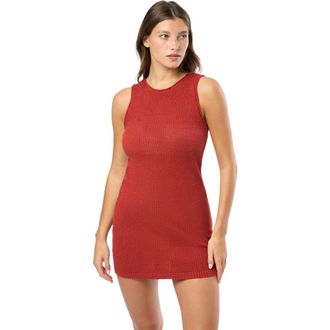 Onia Linen Knit Scoop Back Mini Dress in Dark Red at Nordstrom, Size Medium