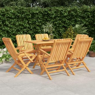 vidaXL Juego De Comedor De Jard&iacute;n 7 Piezas Madera Maciza De Teca Vidaxl