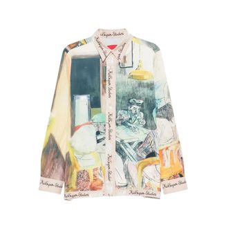 KidSuper Studios Collage Faces Button Up Shirt - Heren - Overhemden - Beige - Maat: S Katoen