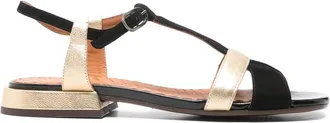 Chie Mihara T-strap Metallic-effect Flat Sandals