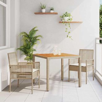 vidaXL Conjunto De Comedor De Jard&iacute;n 3 Pcs Beige Polirat&aacute;n Vidaxl
