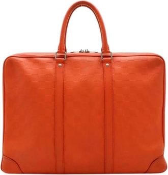 Louis Vuitton Pre-owned Damier Infini Leren Aktetas - Heren - Vintage Handtas - Oranje - ONE Size - Leer - Vintage