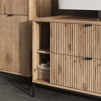 Vicco Mueble Bajo Lavabo Eliza, Roble Vikingo, 100 X 63 Cm Con 2 Cajones Extra&iacute;bles, Vicco