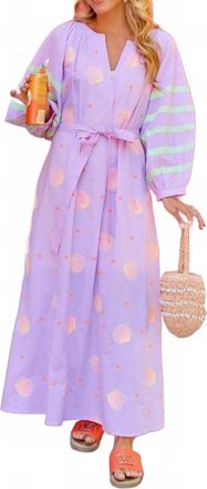 Tela Seaside Seashells Midi Dress In Purple