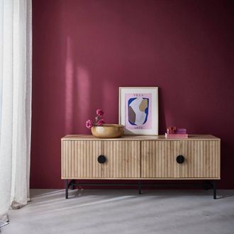 Sweeek 157.5cm Tv Unit Wooden Effect 4 Doors in Camel
