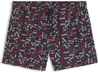 HUGO BOSS Drawstring swim shorts with all-over logo print