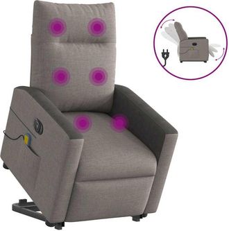 vidaXL Vidaxl - Sill&oacute;n De Masaje El&eacute;ctrico Reclinable Elevable Tela Taup&eacute;