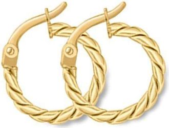 Jewelco London 9ct Gold Cable Twist Hoop Earrings - ERNR02797