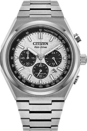 Citizen Zenshin Chronograph Super Titanium Bracelet Watch, 42.5mm in Silver-Tone White at Nordstrom